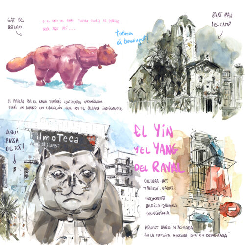 Clase de sketching "Callejeando por el Raval" (Grupo de sábado mañana)