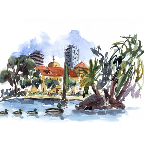 Clase de sketching "Parque de la Ciudadela con lago" (Grupo de sábado mañana)